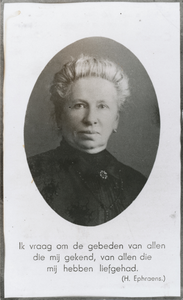 874876 Afbeelding van een bidprentje met een portret van Cornelia Barendina van den Berg (21 nov. 1860 - 22 juni 1937), ...